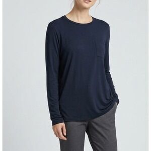 T by Alexander Wang Black Long Sleeve Drapey Pocket Tee Shirt Womens XS